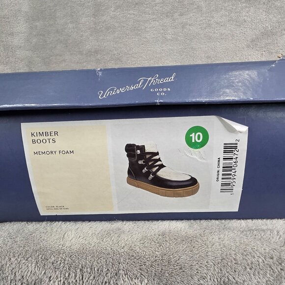 Womens Universal Threads Black & Biege Kimber Sherpa Tongue Boots Memory Size 10 - Picture 10 of 11